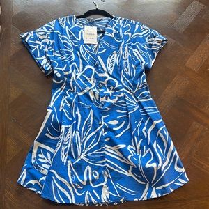 Blue & White Printed Zara Button Up Shirt Dress